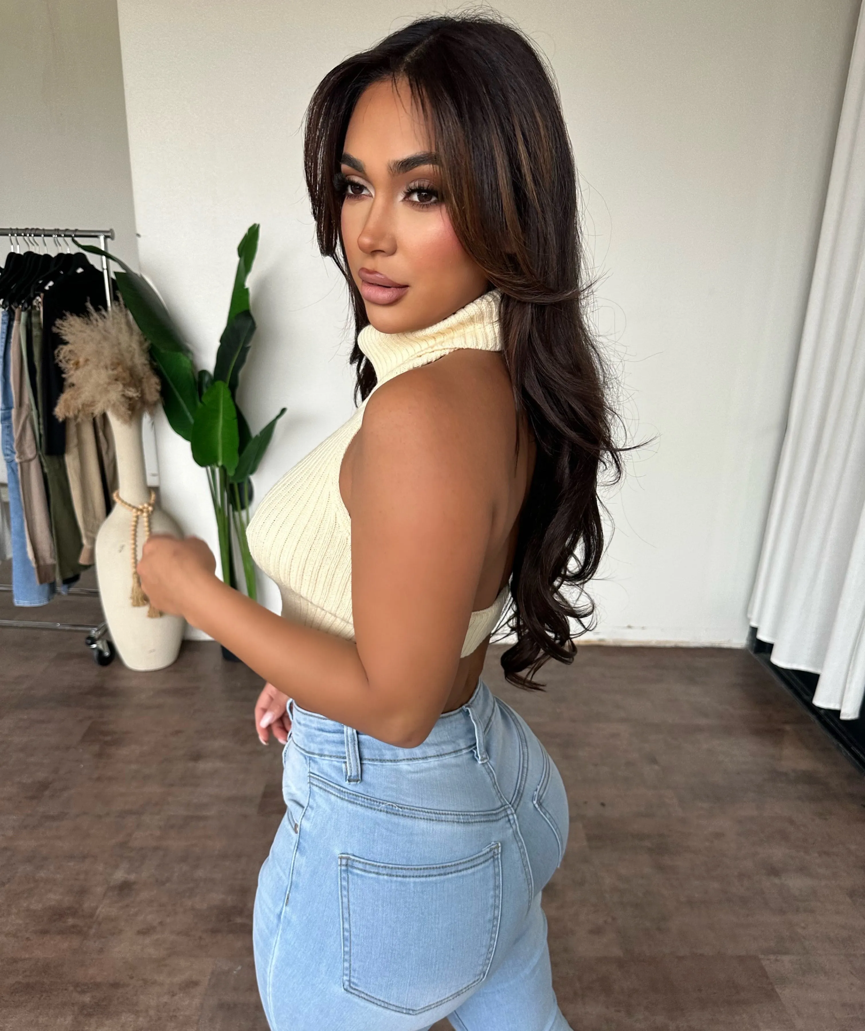 Elora Knitted Halter Top (Cream) sold by OOTDFash product image thumbnail 2