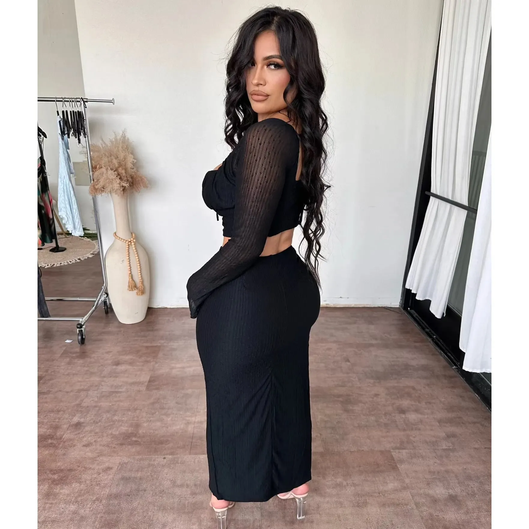 Mercedes Maxi skirt set (black) sold by OOTDFash product image thumbnail 2