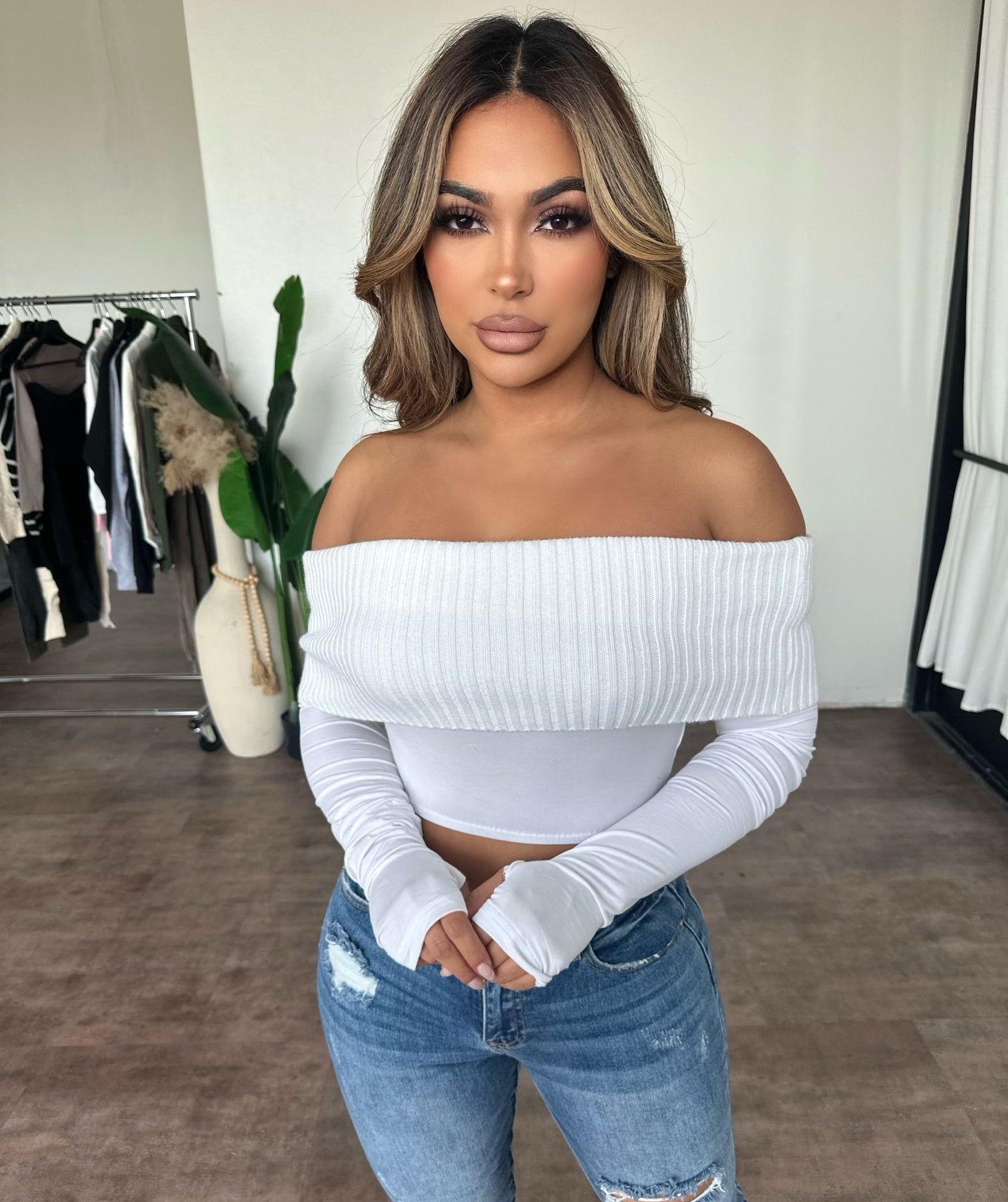 Lena Sweater Top (White) sold by OOTDFash