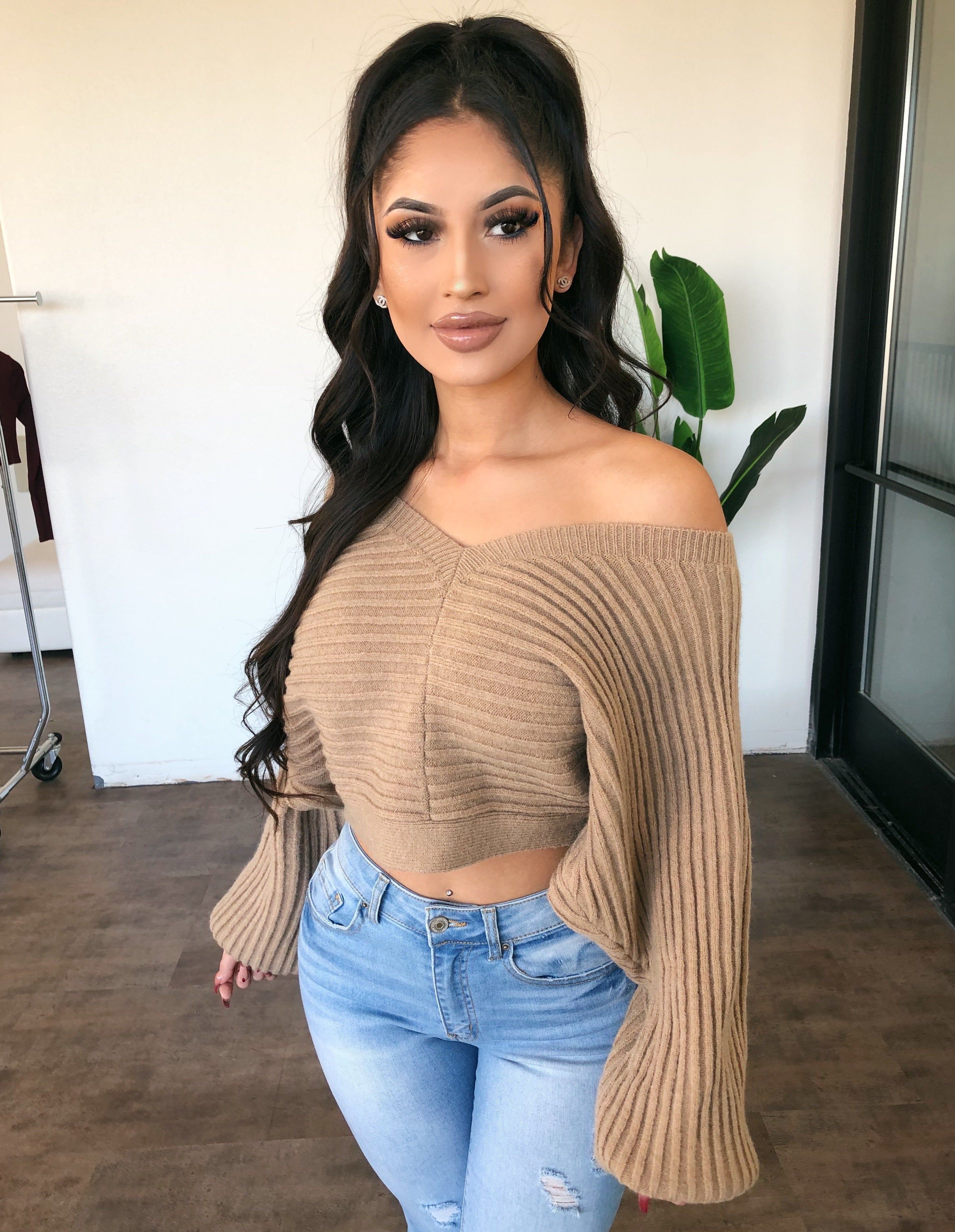 Sasha Sweater Top(Tan)(FINAL SALE) sold by OOTDFash