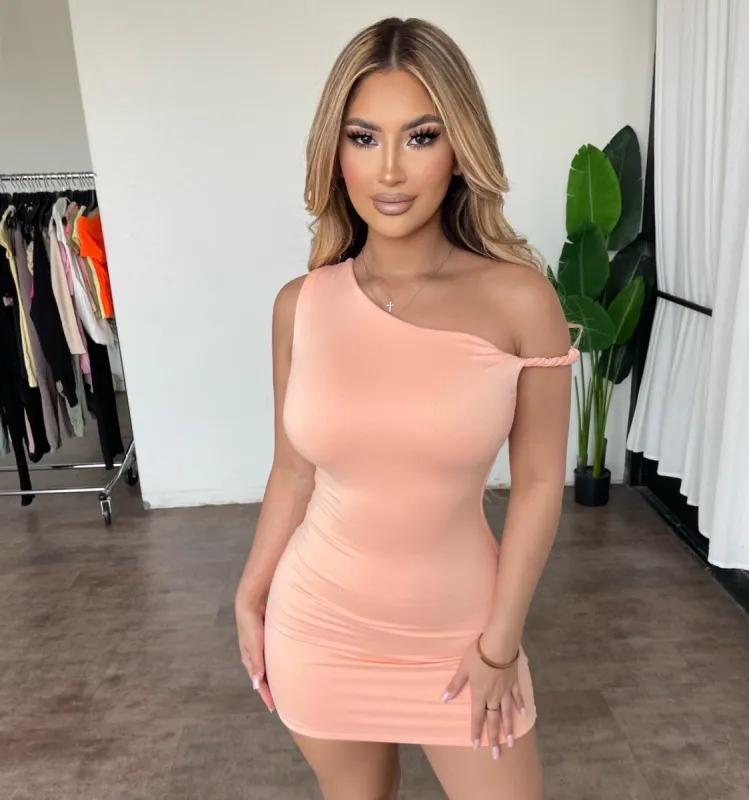 Iris Mini Dress(Peach) sold by OOTDFash