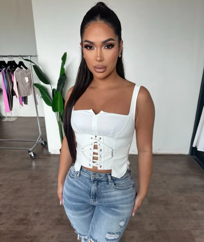 Ella Corset Top (White) sold by OOTDFash