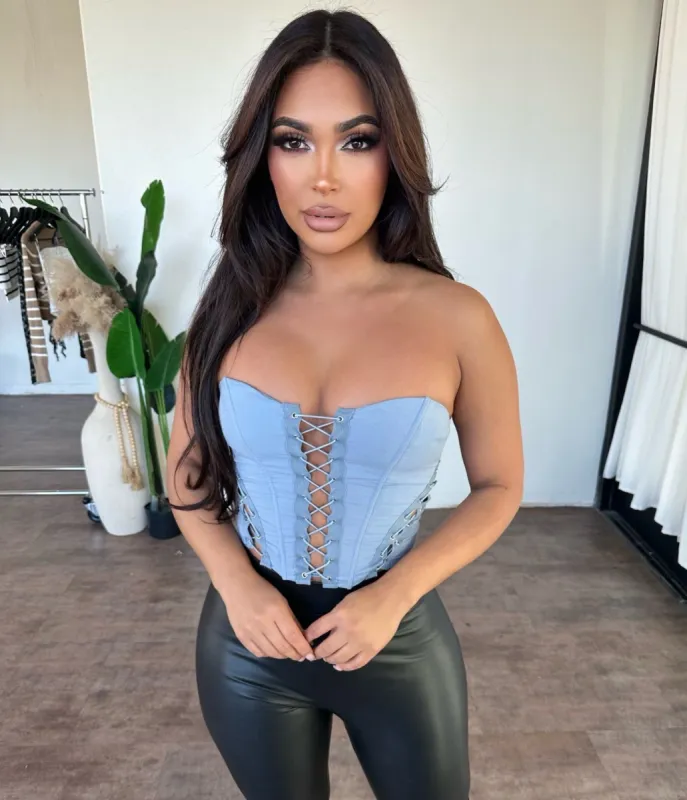 Adina Top (French Blue) sold by OOTDFash