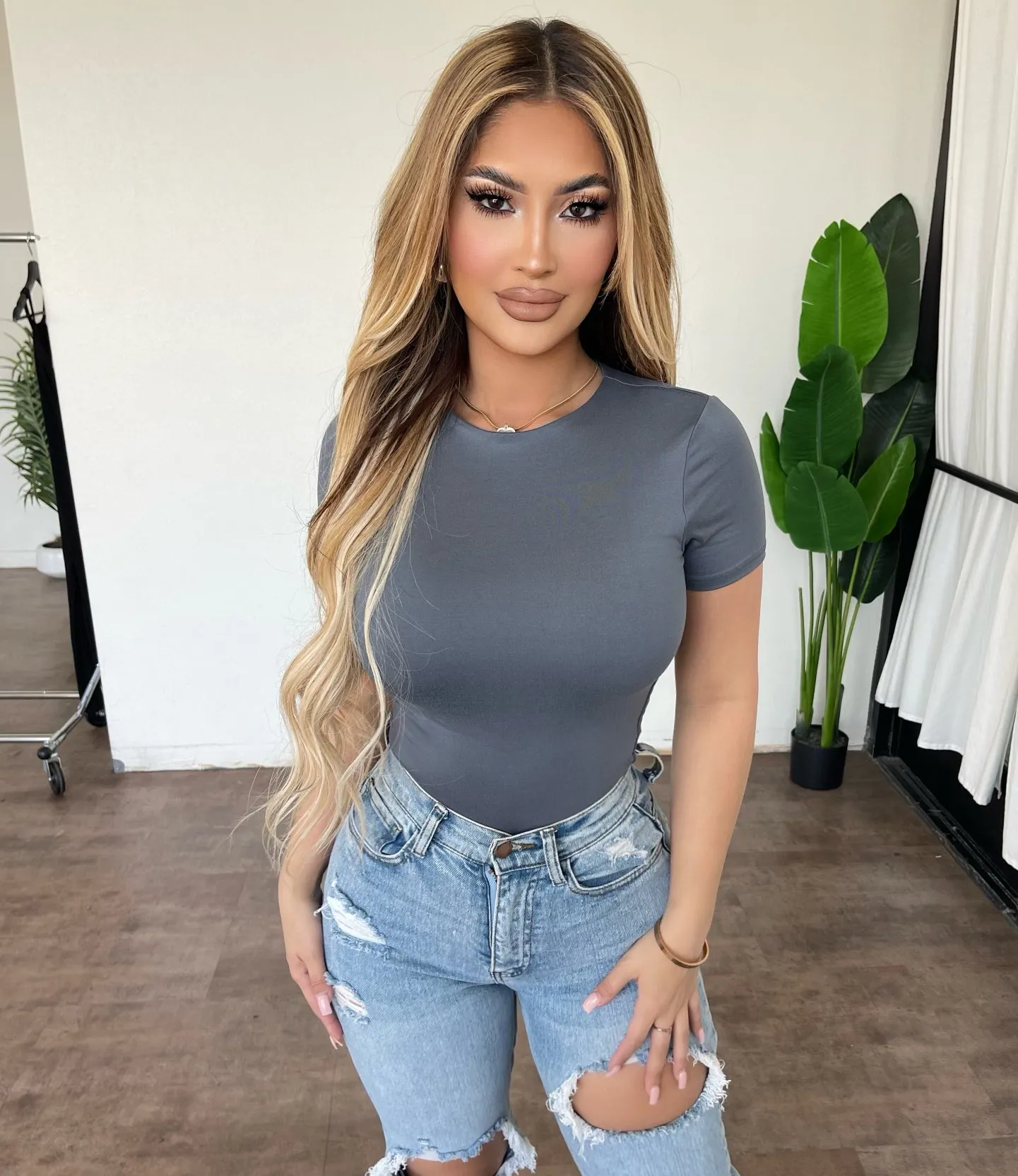 Kelly Short Sleeve Top(Charcoal) sold by OOTDFash