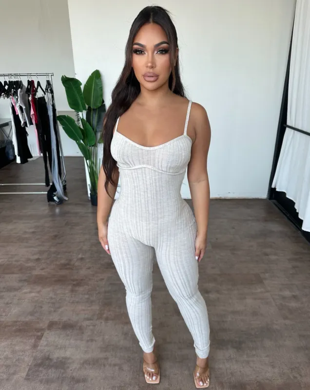 Chelsy Jumpsuit (Oatmeal) sold by OOTDFash