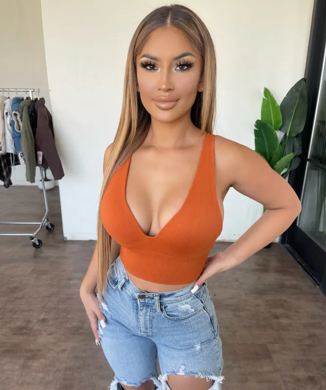 Hailey Cropped Tank(Orange) sold by OOTDFash