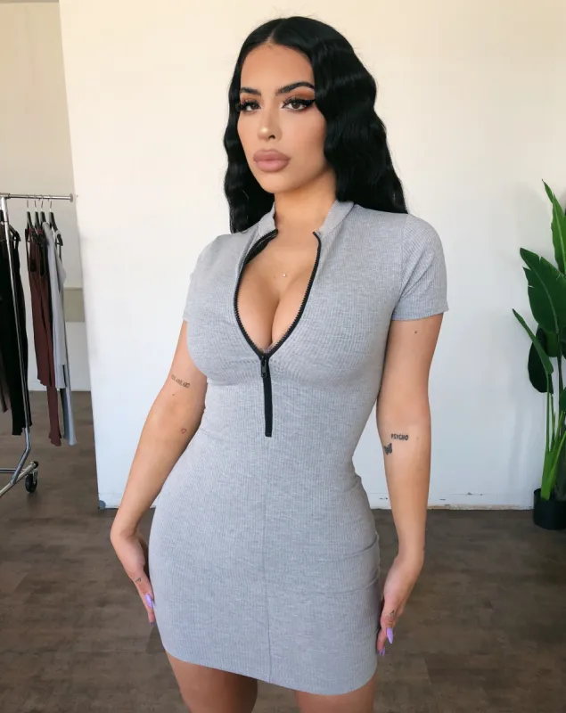 Stella Short Sleeve Dress(Grey) sold by OOTDFash