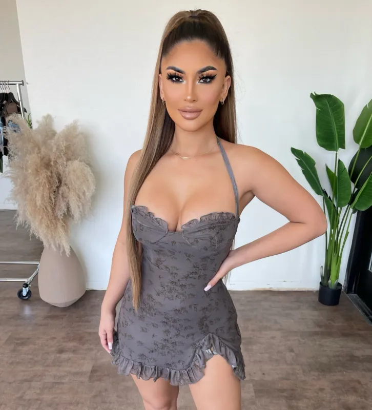 Gemma Floral Dress(Dark Grey) sold by OOTDFash