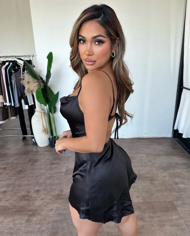 Aria Satin Romper(Black) sold by OOTDFash