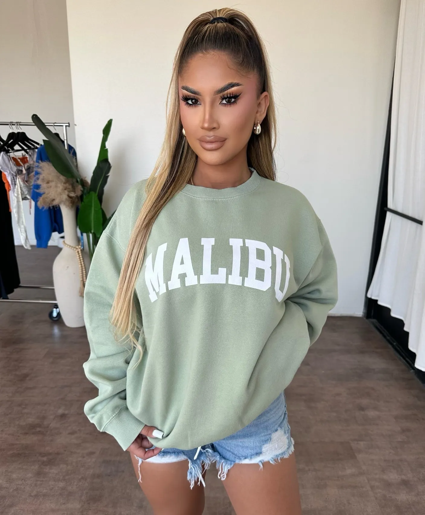 Malibu Crewneck(Sage) sold by OOTDFash