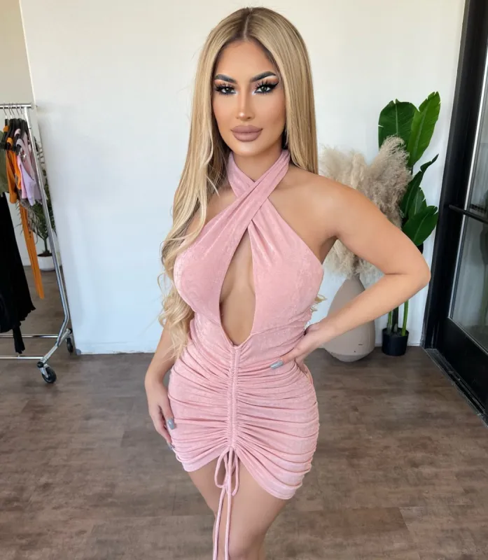 Tristen Halter Dress(Blush) sold by OOTDFash