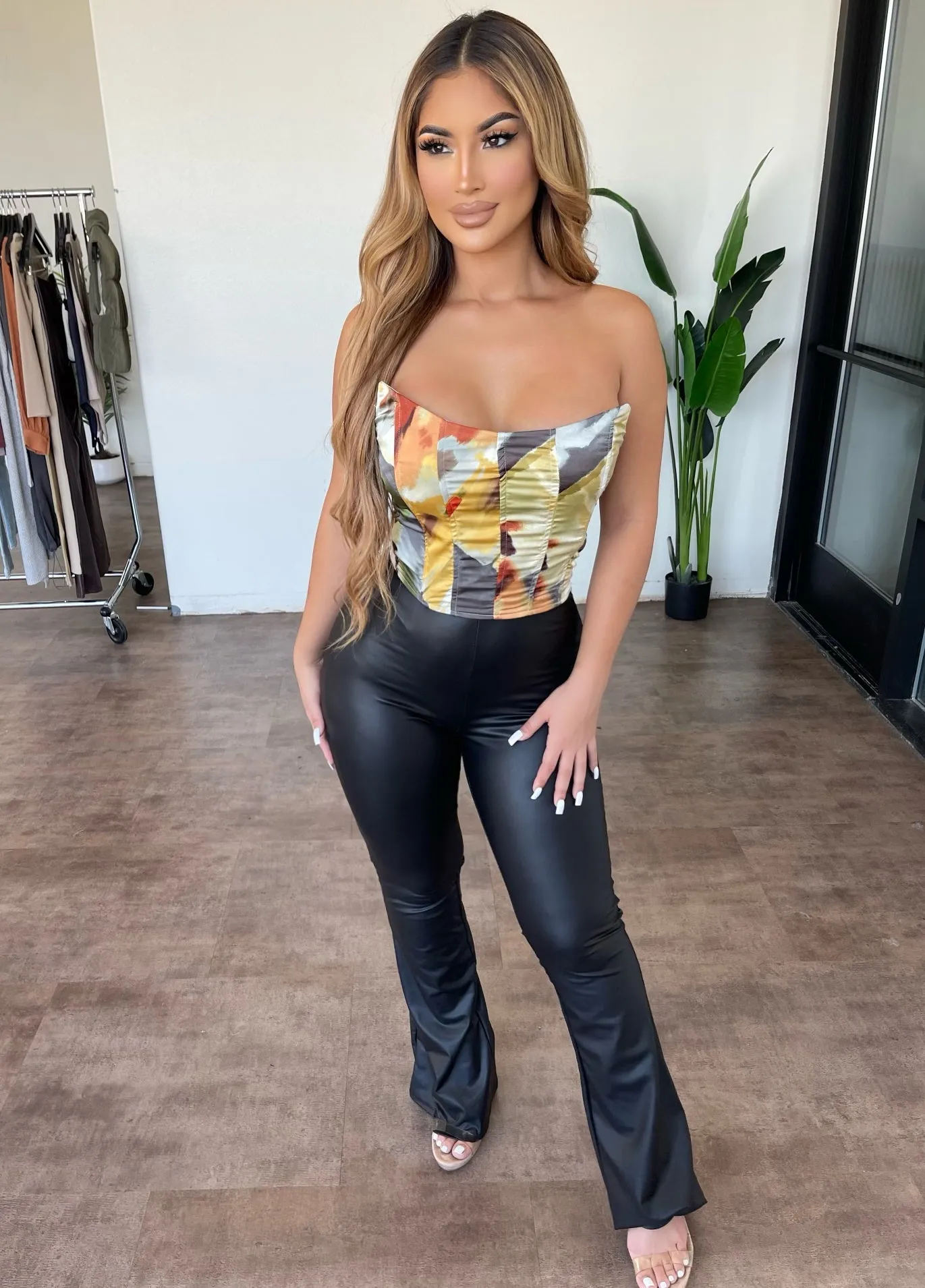 Lexa Faux Leather Flare Pants (Black) sold by OOTDFash