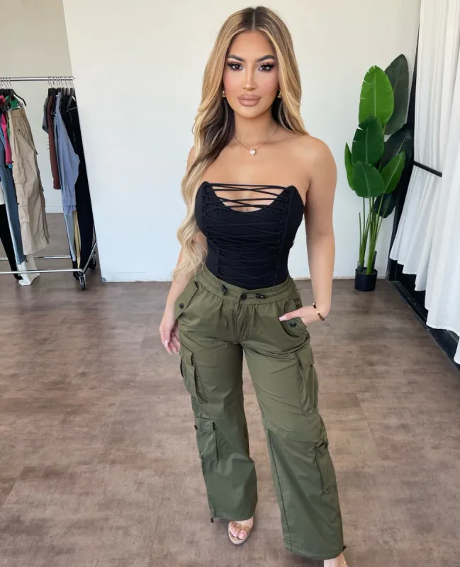 Kaitlyn Cargo Pants(Olive) sold by OOTDFash