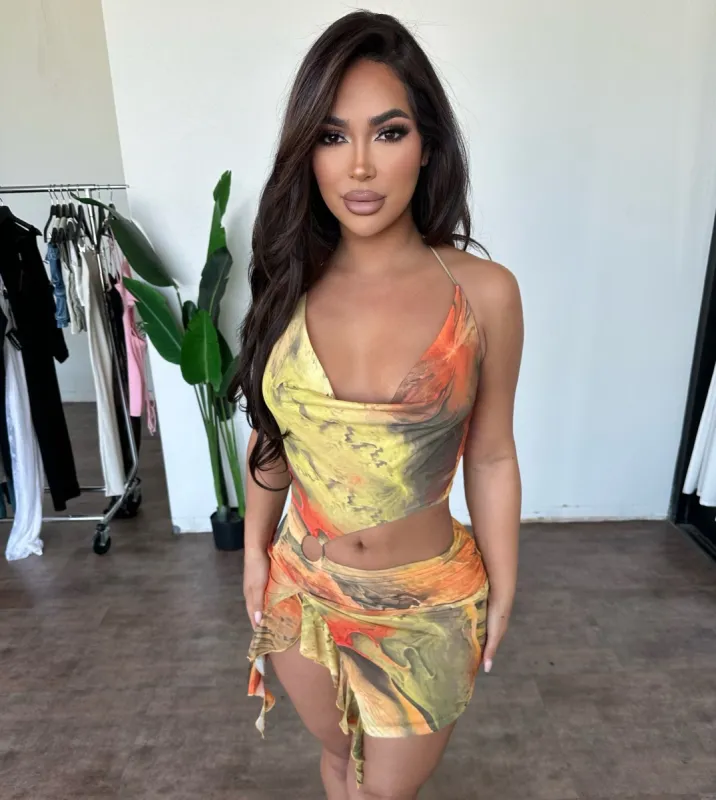 Rima Floral Mini Dress(Orange) sold by OOTDFash