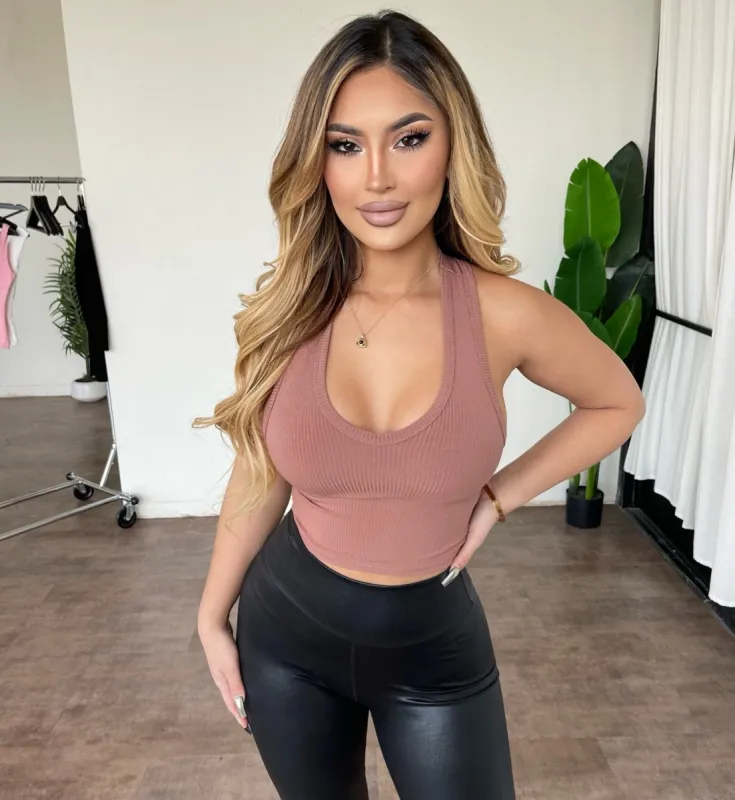 Lupe Tank Cropped Top(Coffee) sold by OOTDFash