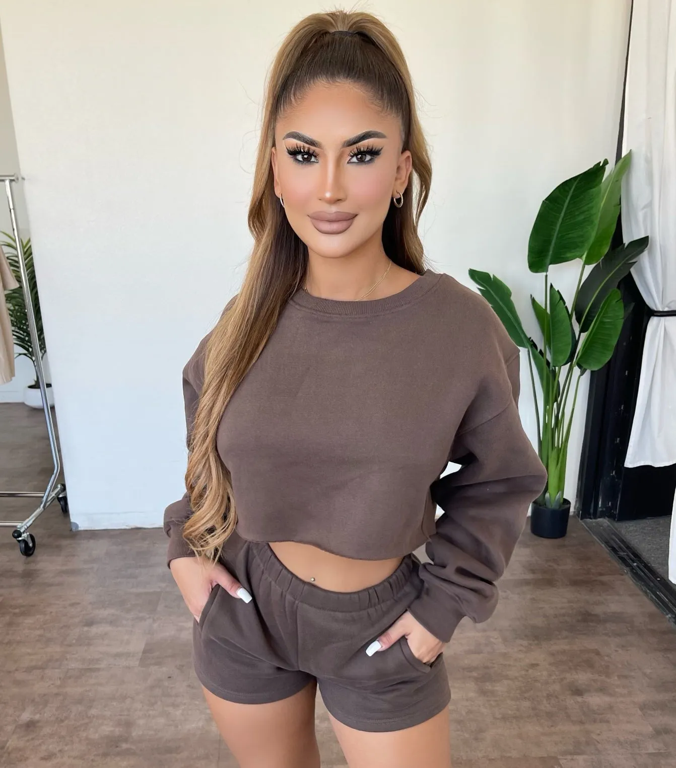 Adela Cropped Sweater(Dark Brown) sold by OOTDFash