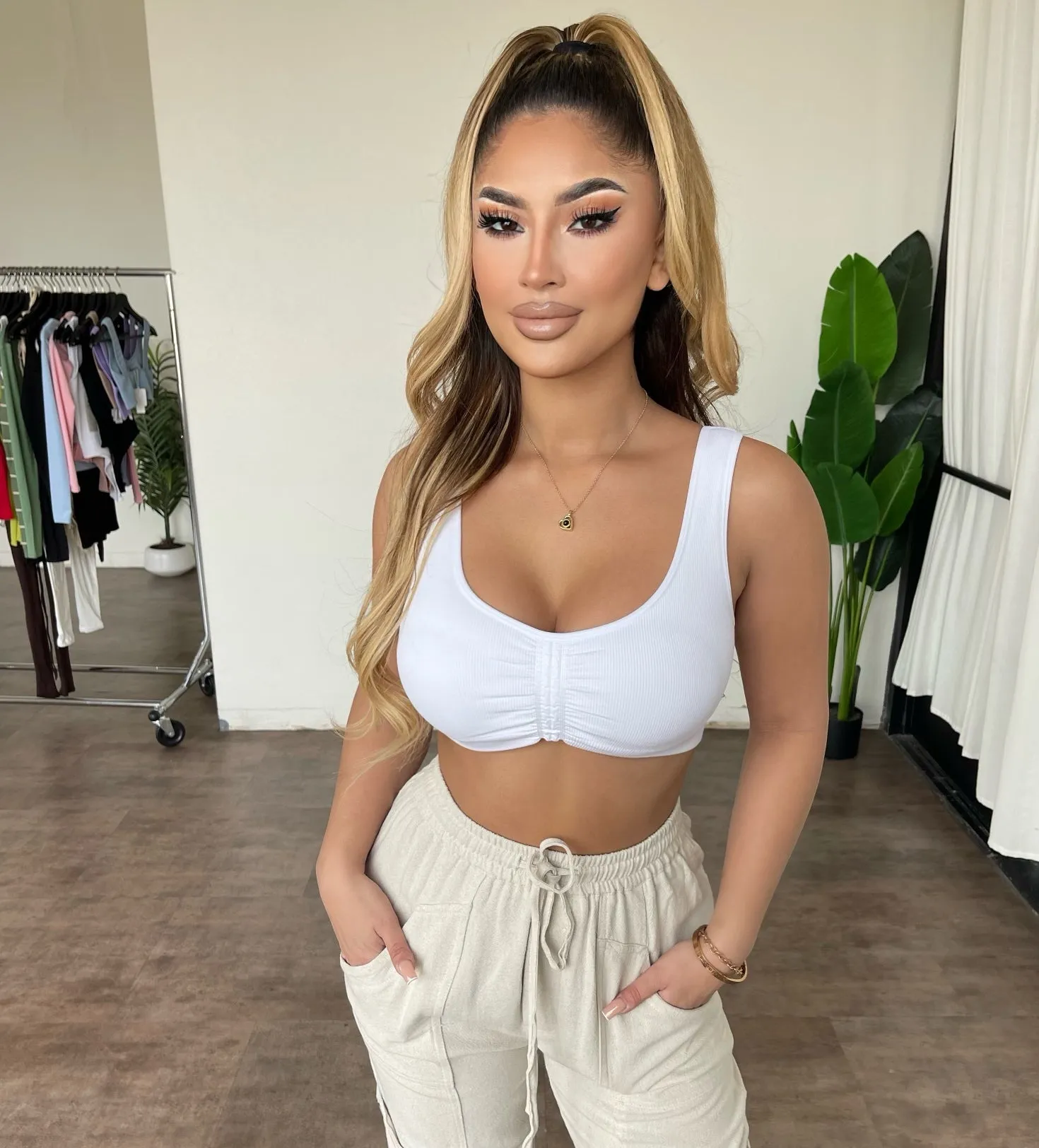 Heather Cropped Tank Top(White) sold by OOTDFash