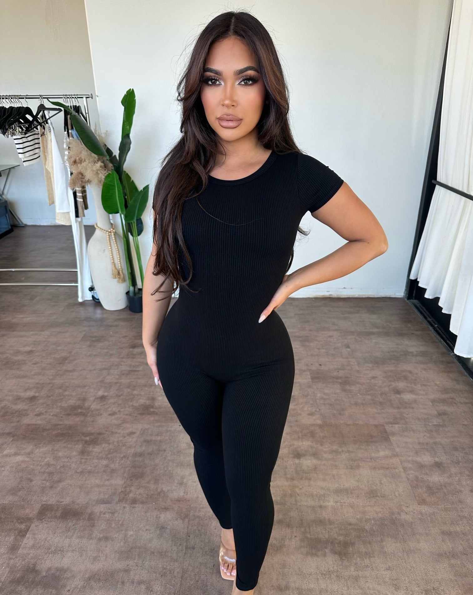 Anna Rib Jumpsuit(Black) sold by OOTDFash