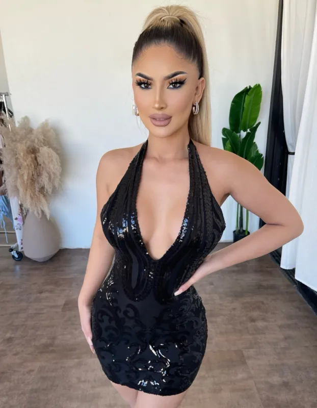 Laylah Halter Dress(Black) sold by OOTDFash