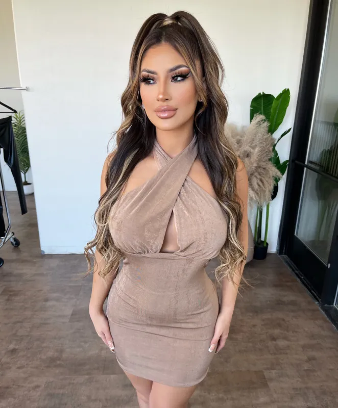 Kate Halter Dress(Tan) sold by OOTDFash
