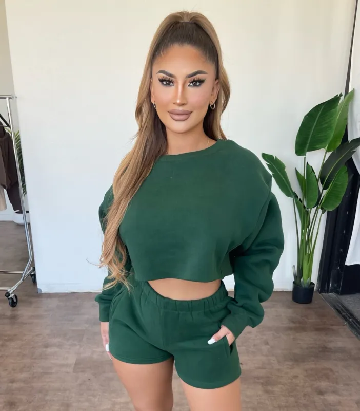 Adela Cropped Sweater(Hunter Green) sold by OOTDFash