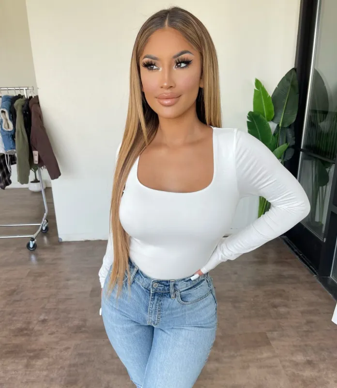 Jenna Open Back Bodysuit (White) sold by OOTDFash