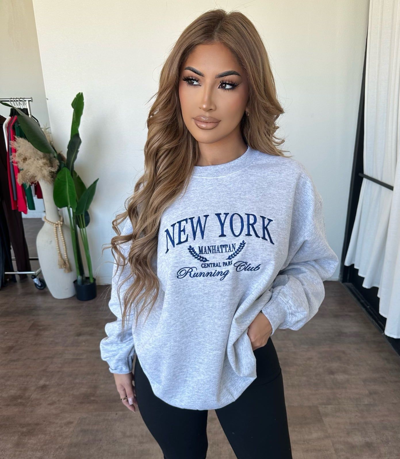 NEW YORK Vintage Sweater (Grey/Blue) sold by OOTDFash