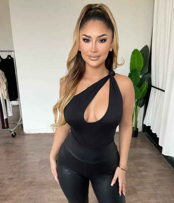 Kimmy Knot Bodysuit(Black) sold by OOTDFash