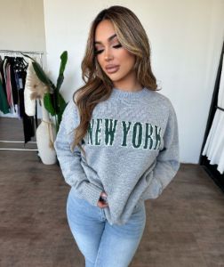 New York Crewneck Sweater (Heather Grey) sold by OOTDFash