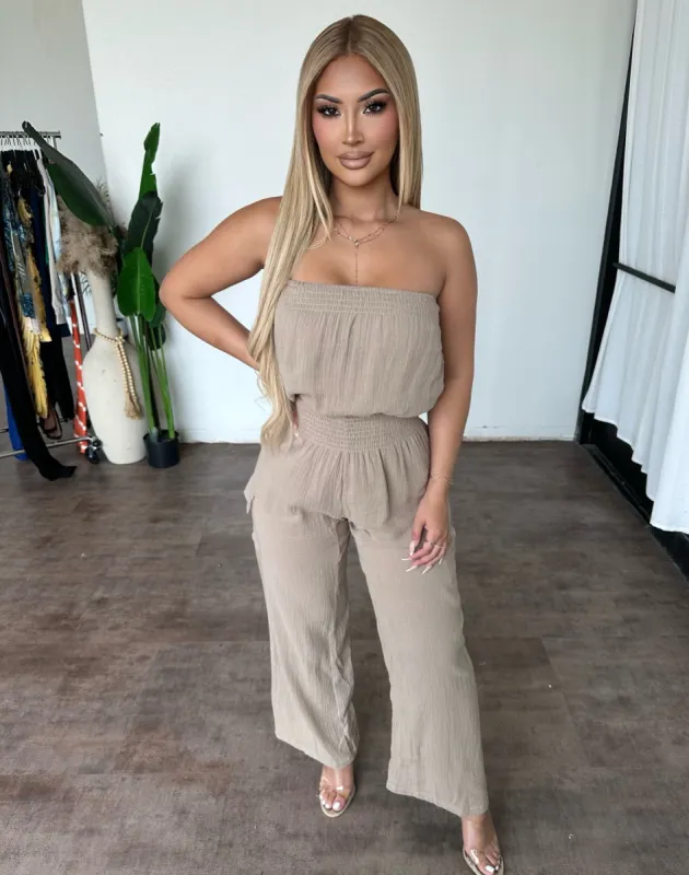 Mariza Jumpsuit (Taupe) sold by OOTDFash