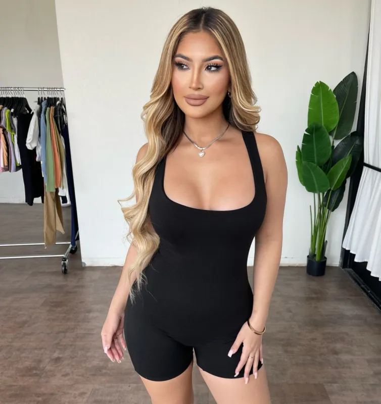 Meg Tank Romper(Black) sold by OOTDFash