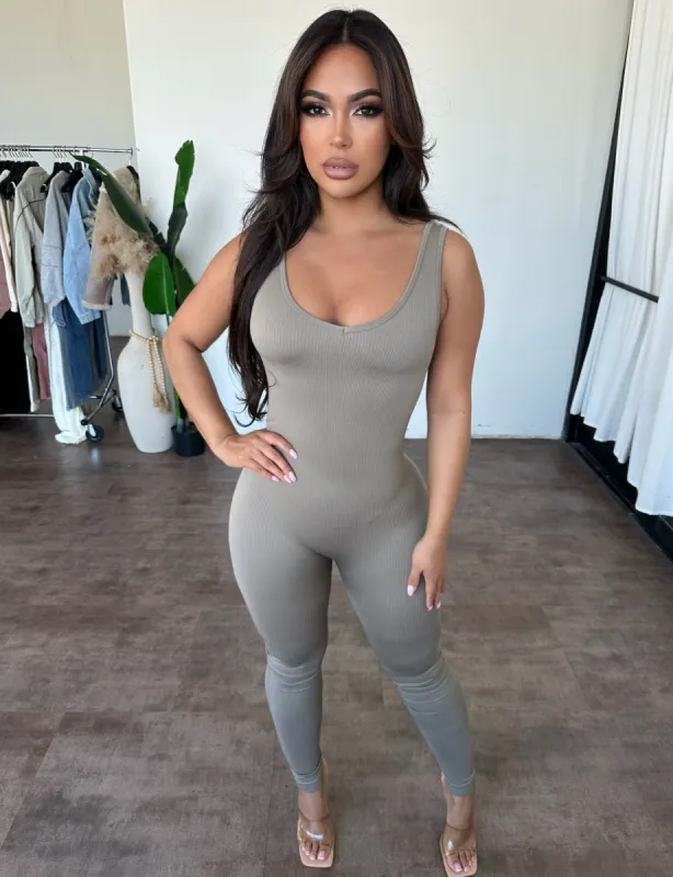 Ava Jumpsuit (Warm Grey) sold by OOTDFash