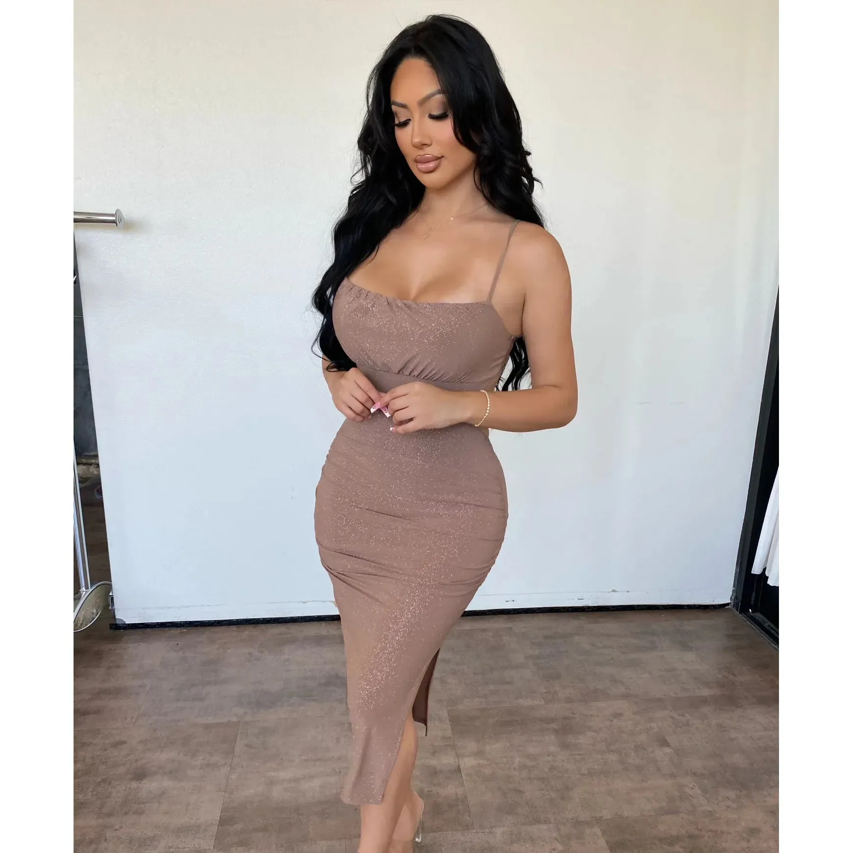 Hailey Spark Dress (Mocha) sold by OOTDFash