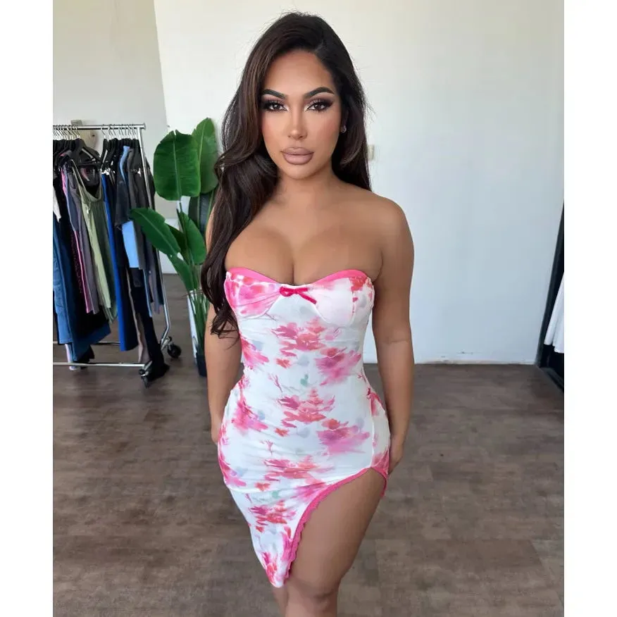 Elisa Dress (Pink Mix) sold by OOTDFash