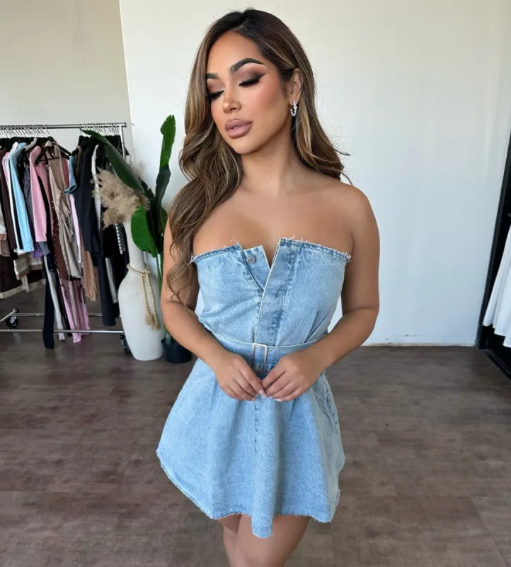 Pearls Dress (Medium Denim) sold by OOTDFash