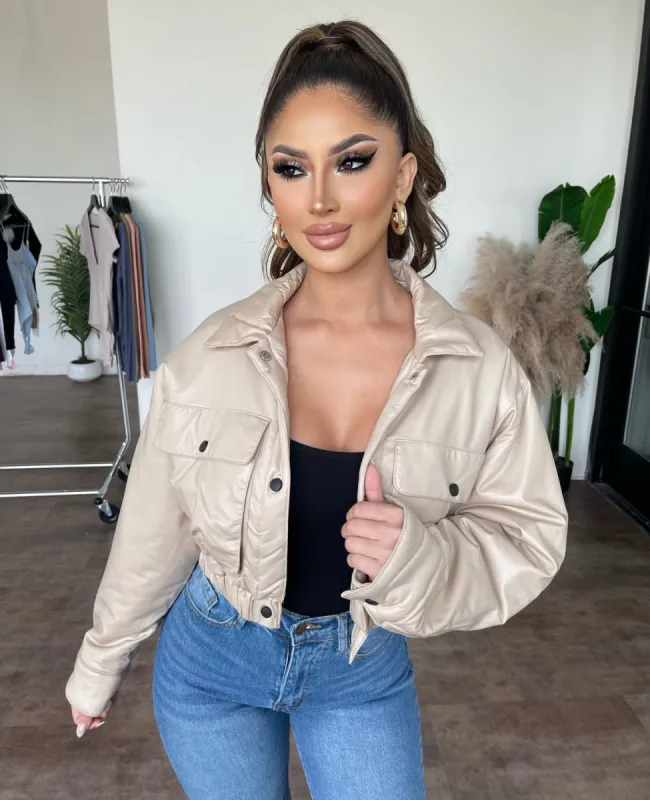 Marcus Leather Bomber Jacket(Taupe) sold by OOTDFash