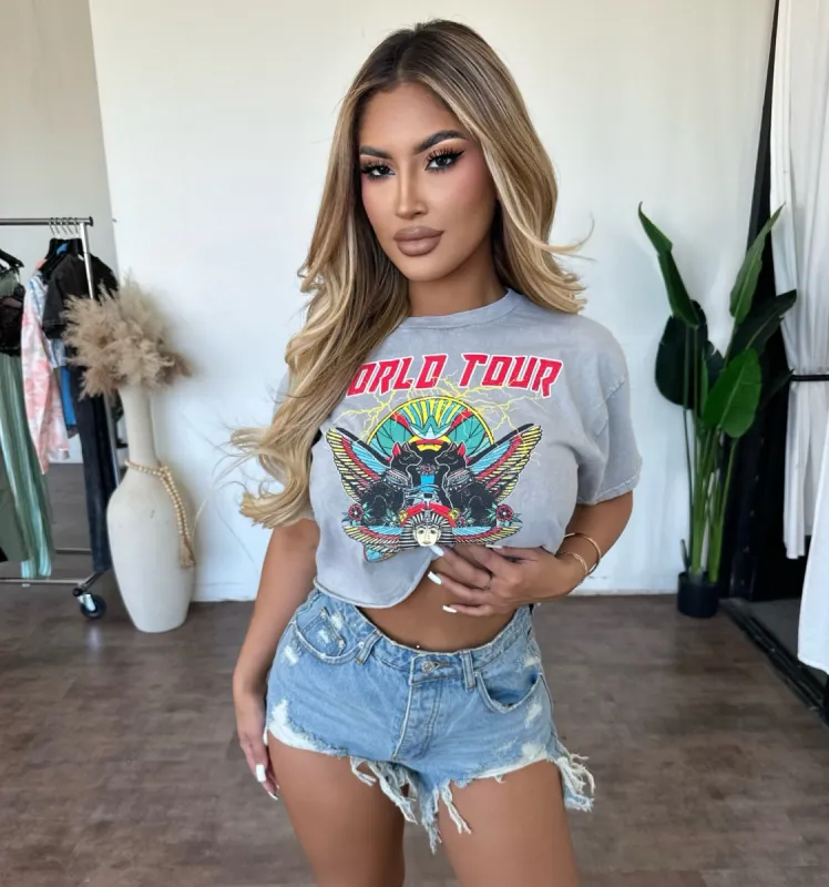 World Tour Top (Grey) sold by OOTDFash