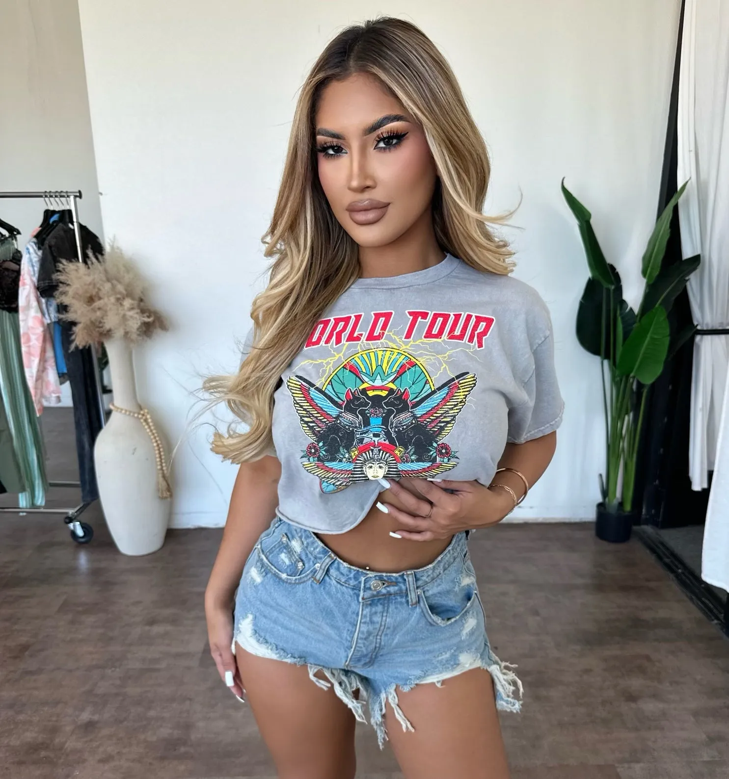 World Tour Top (Grey) sold by OOTDFash