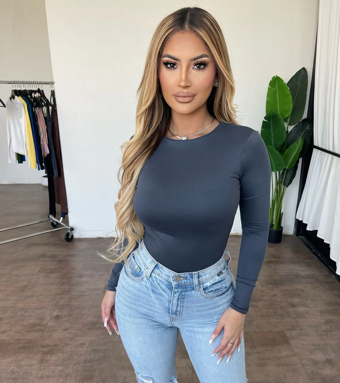 Steph Longsleeve Top(Charcoal) sold by OOTDFash