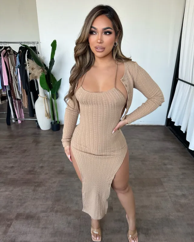 Nancy Dress Set(Mocha) sold by OOTDFash