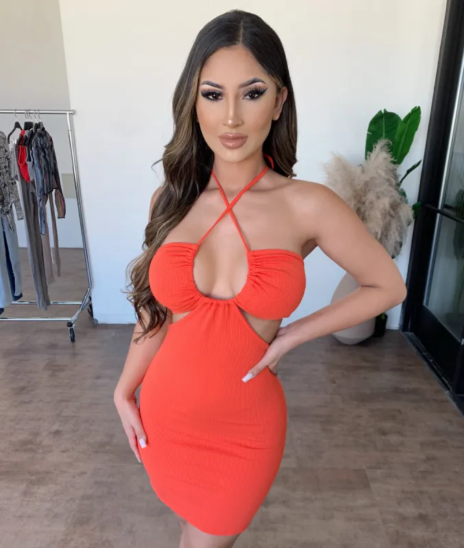 Shelby Halter Dress(Orange) sold by OOTDFash