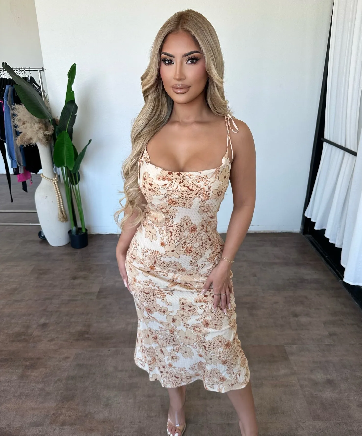 Ramon Floral Dress(Taupe) sold by OOTDFash