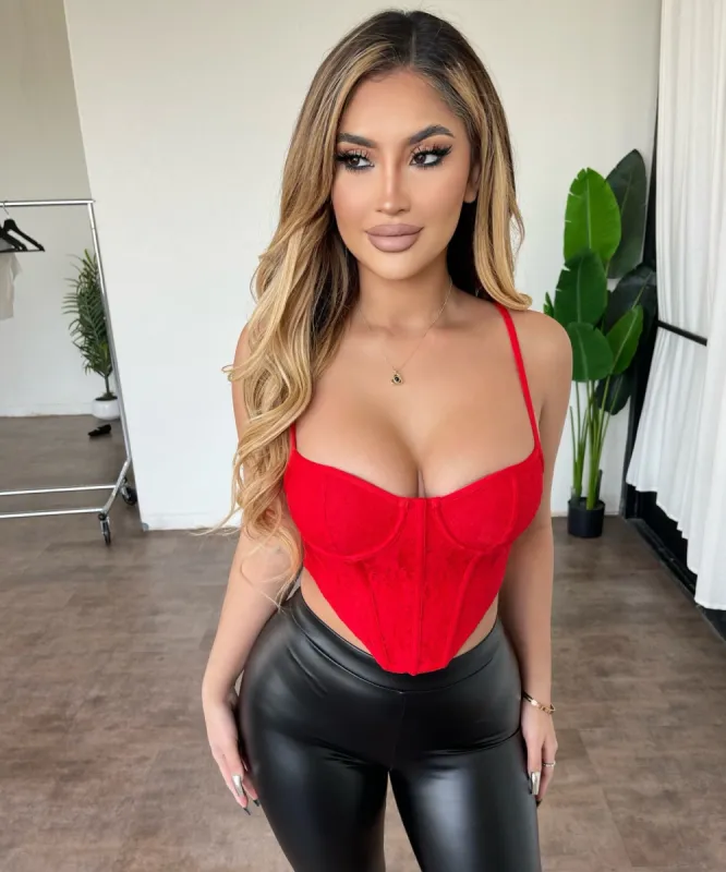 Fabi  Corset Top(Red) sold by OOTDFash