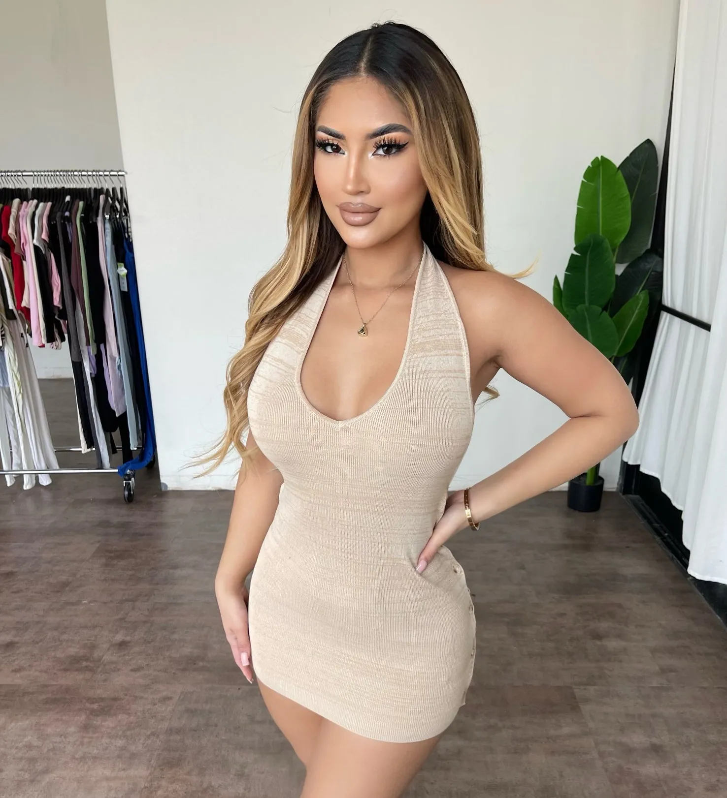 Evaline Mini Dress(Natural) sold by OOTDFash