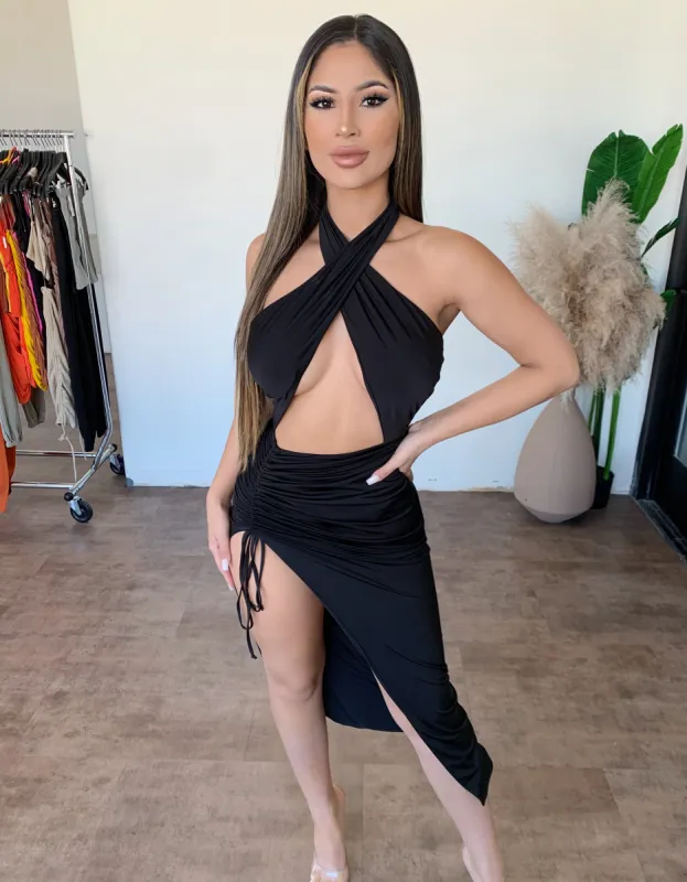 Nessa Halter Dress(Black) sold by OOTDFash