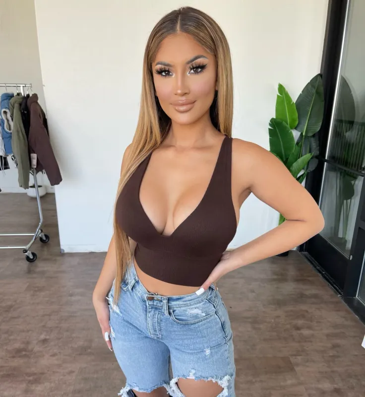 Hailey Cropped Tank(Chocolate) sold by OOTDFash