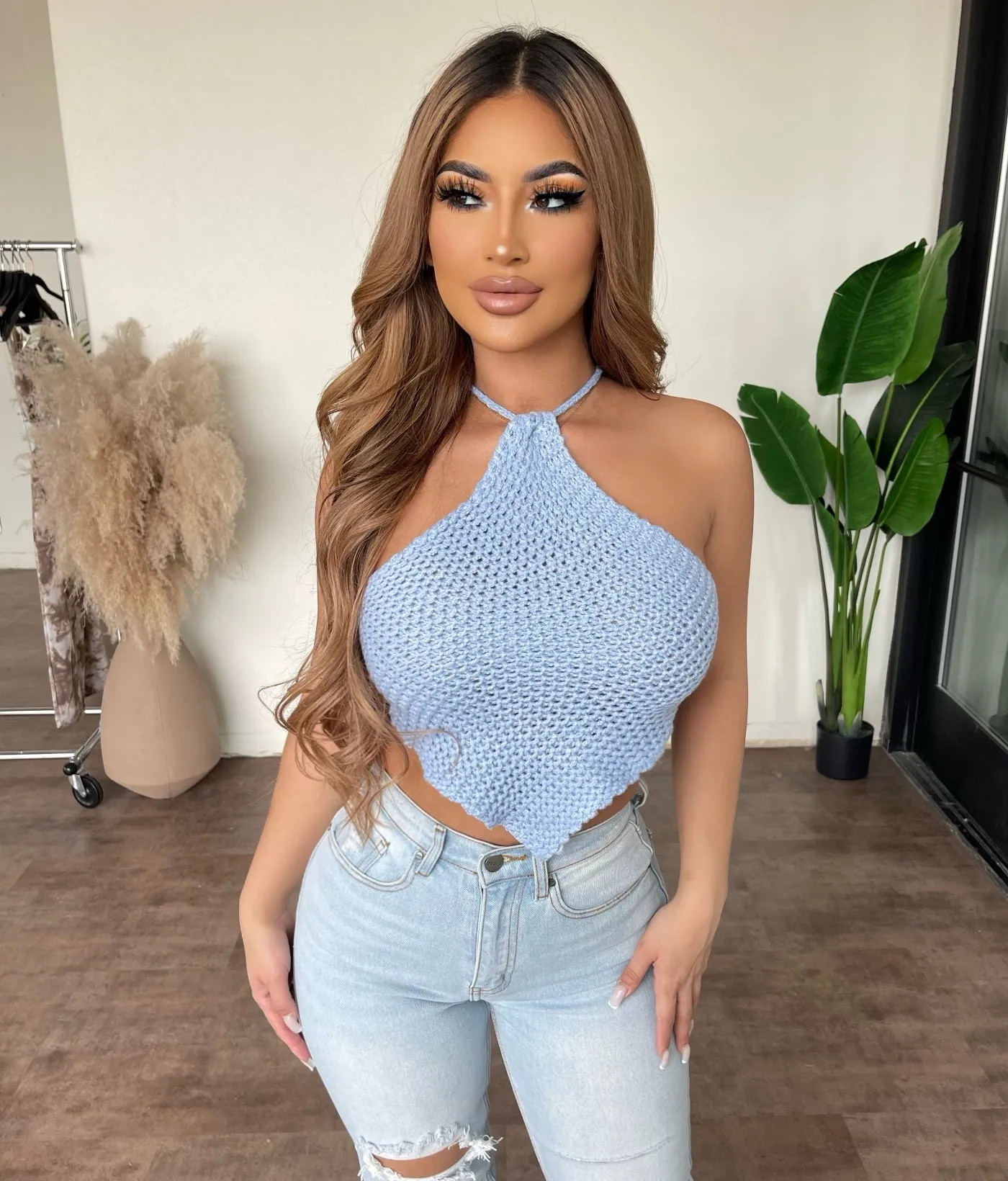 Malia Knitted Top(Blue) sold by OOTDFash