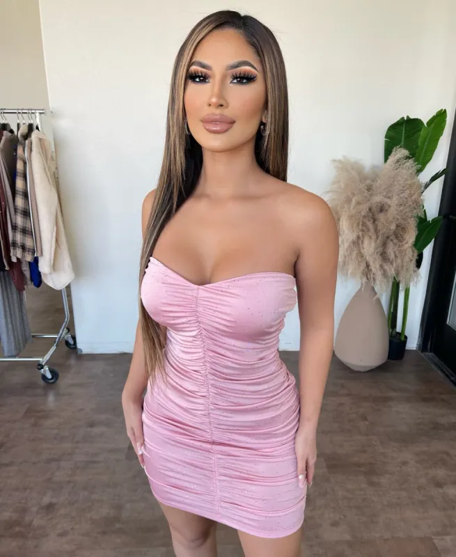 Penelope Tube Sparkle Dress(Pink) sold by OOTDFash