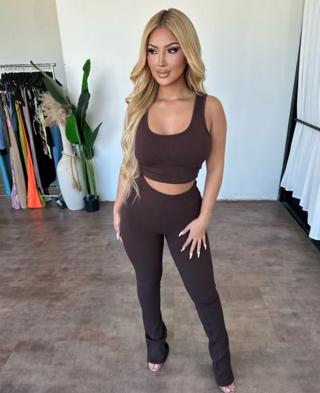 Rosie Ribbed Set(Chocolate) sold by OOTDFash