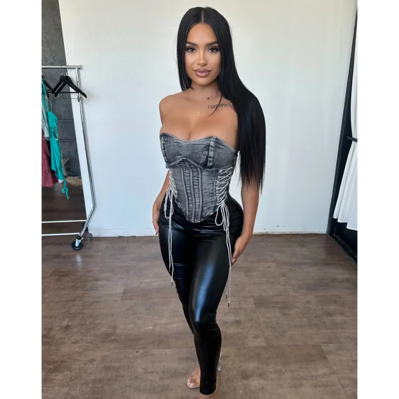 Zara Denim Top (Washed Black) sold by OOTDFash